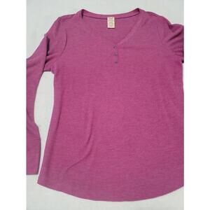 Faded Glory Ribbed Henley Long Sleeve Purple Top Women’s XL